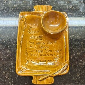 California USA Pottery Vintage Ceramic Blue Cheese Spread Tray with Bowl